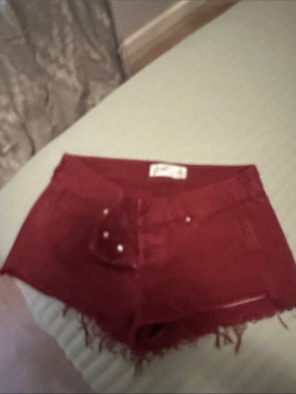 Abercrombie & Fitch Burgundy Denim Cutoff Shorts